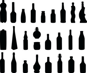 Vector bottles silhouettes