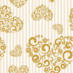 seamless pattern with golden hearts