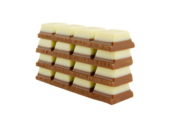 Chocolate bars isolated on white background