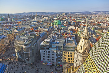 Obraz premium view over Vienna in snow