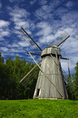 Fototapeta na wymiar Wooden windmill