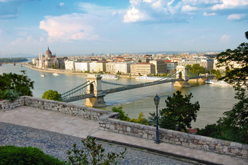 Budapest panorama and the famous Chain bridge