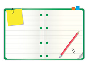 green cover blank notebook with grid line