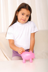 little girl puts his savings