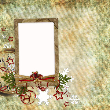Christmas card in ancient style for a photo, congratulations and