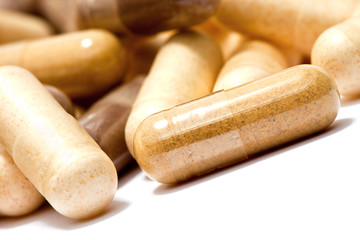 Medicinal pills piled up a bunch