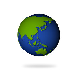 Earth in 3d view. Asia and Oceania lands.