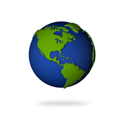 Earth in 3d view. North and south America lands.