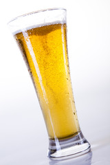 Glass of beer on a white background