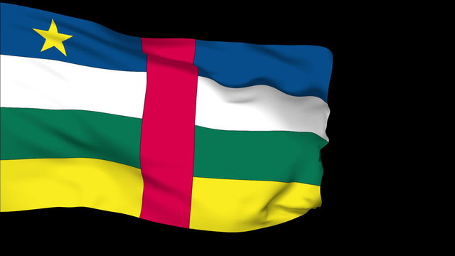 Central African Republic flag slowly waving. Alpha included.