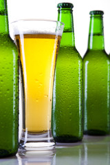 Beer collection, glass in studio