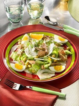 salade de pois chiches et fenouil avec du thon