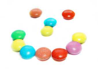 Face made of colored smarties