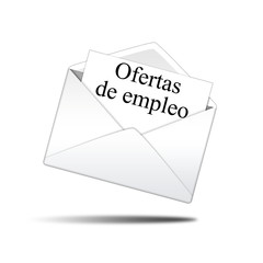 Icono sobre blanco con carta con texto Ofertas de empleo