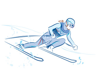 hand drawn  sketch of the skier - 28536368