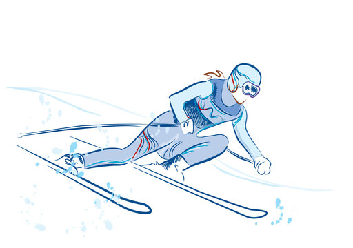 hand drawn  sketch of the skier