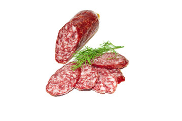 salami  isolated on white background