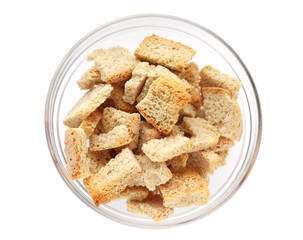 rusk on glass plate isolated