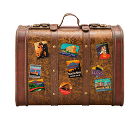 Old Suitcase Travel Stickers isolated  with a clipping path