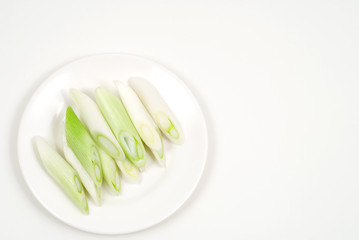 皿の上の長ネギ