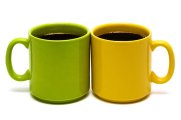 yellow and green mug