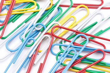 Group of colored paper clips.
