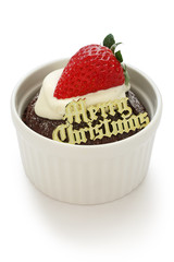 christmas chocolate cake with strawberry