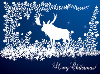 Fototapeta na wymiar Deer Christmas vector background