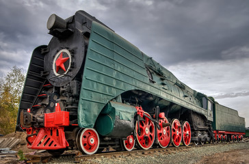 Soviet steam locomotive with red star