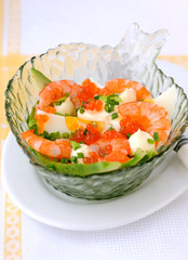 Shrimp salad (shrimp, avocado, caviar, egg)