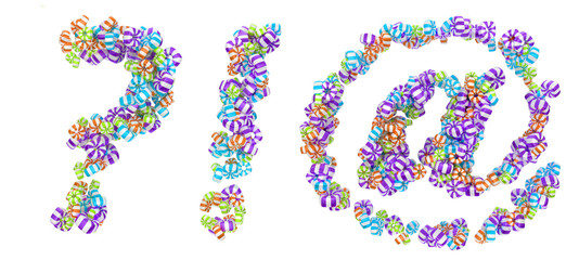 Sweet candy font at, query and wow marks