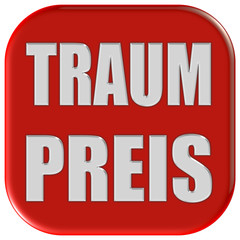 Button rot quadratisch Ecken rund TRAUM PREIS