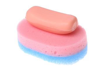 bar of soap lying on sponges