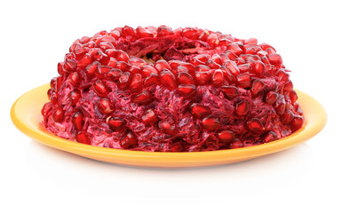 Fruit cake with pomegranate seeds