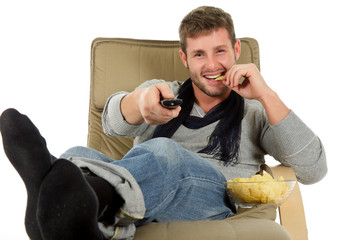 Young caucasian man, relaxation time