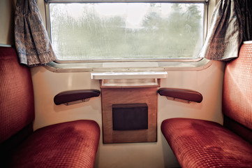 Interior of vintage train carriage - 28547578