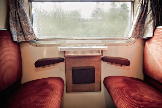 Interior of vintage train carriage