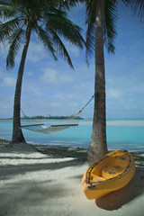 Kayak and Hammock on a Tropical Beach