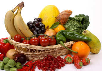 Fruits and vegetables in a basket