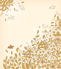 fantasy vector  background  with hand drawn flowers and plants