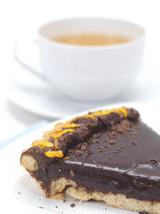 chocolate pie and hot tea
