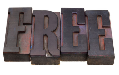 free word in letterpress type