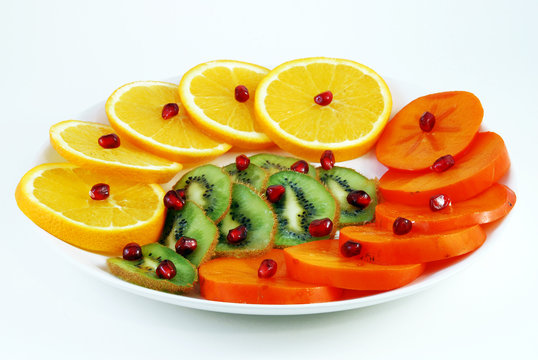 Persimmon, kiwi, orange