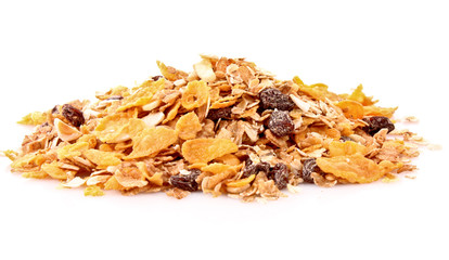 Muesli isolated on white
