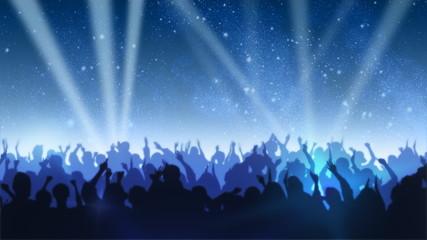Cheering Crowd Under Stars - Powered by Adobe