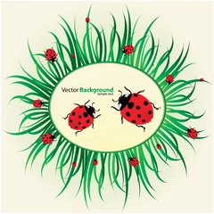 Fotobehang Spring background with ladybirds © place4design