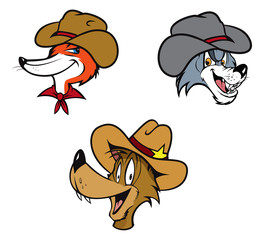 coyote, fox, wolf cowboys