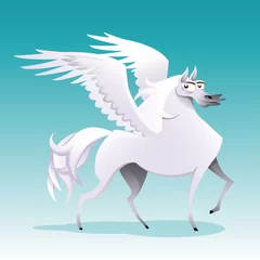 Fotobehang Pegasus. Funny cartoon and vector isolated character © ddraw