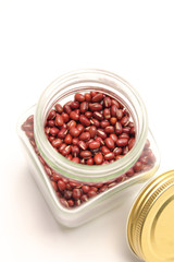 北海道十勝産小豆とガラス瓶