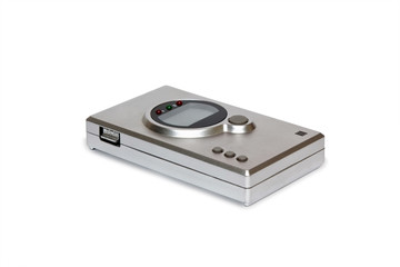 Obraz premium Electric Guitar and Bass Tuner Isolated on White